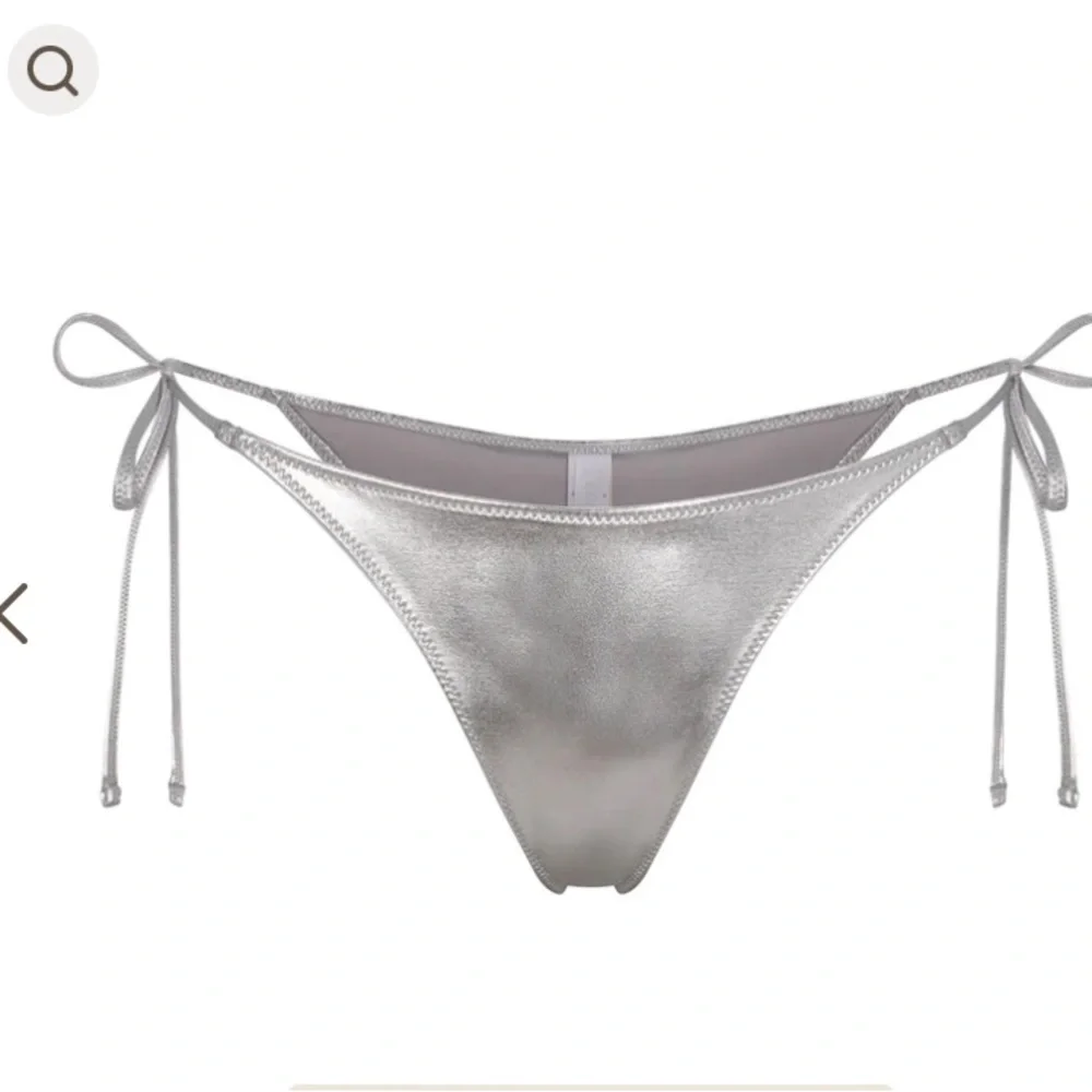 SKIMS METALLIC SWIM SKIMPY TIE BOTTOM NWT